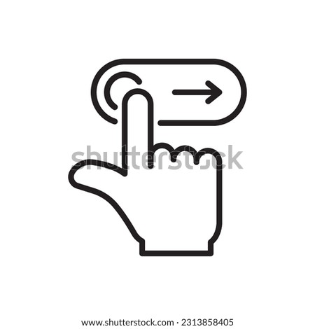 swipe right like thin line unlock icon. linear flat trend modern stroke logotype graphic lineart design isolated on white background. concept of cell phone user interface and easy login or enable