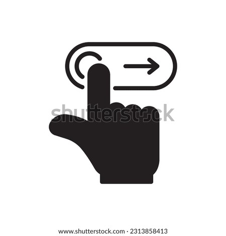 digital unlock or slider icon with black finger point. simple flat outline slide logotype graphic web element design isolated on white background. concept of user interface badge or enable gadget