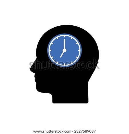 deadline or punctuality icon like head with clock. flat simple trend modern mental priorities logotype graphic art design isolated on white. concept of human bior or circadian hythm or chronobiology