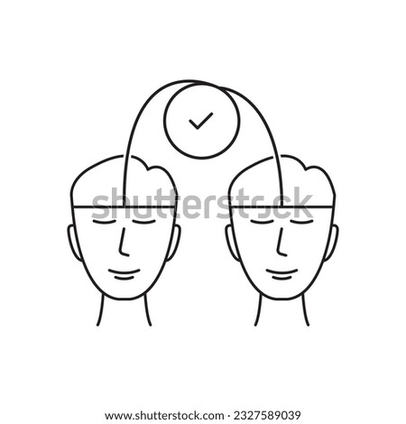 easy communication or insight like two thin line head. linear style trend modern graphic stroke art logo design isolated on white background. concept of friendship in society or correct interaction