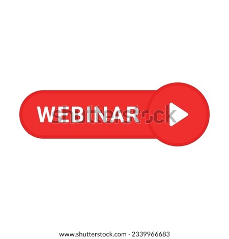 red webinar bubble with play button. flat cartoon style trend modern web cast logotype graphic ui design element isolated on white background. concept of e-learning lesson or internet event marketing