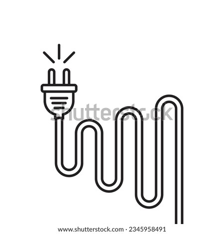thin line electric plug icon like simple power cord. flat lineart trend modern logotype graphic stroke art design web element isolated on white background. concept of easy connect for power supply