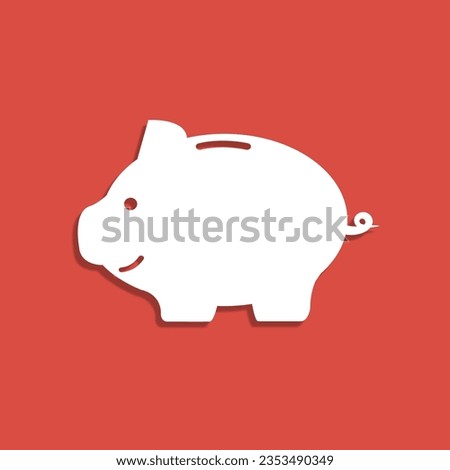 white piggy bank icon on dark red background. concept of banking, deposit, richness and saving money. logo design modern vector illustration