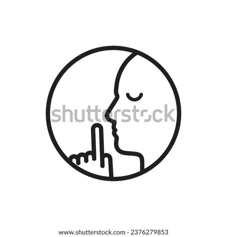 do not disturb icon, please do quiet, pssst or shhh gesture lips, silence or secret, keep shut mouth, line symbol on white background - editable stroke vector illustration eps10