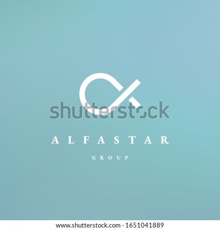 Premium corporate identity template. Blue color branding minimal style vector logo. Alfa star naming.