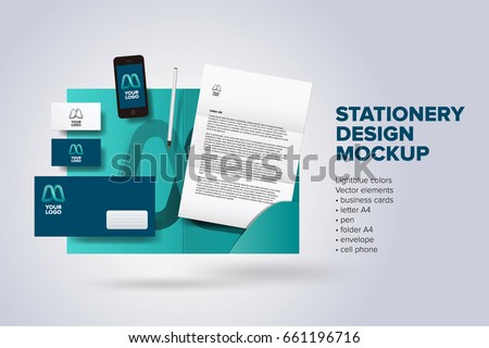 Stationery corporate identity design mock up vector