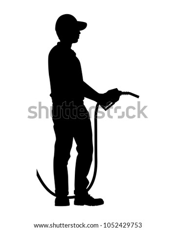 The man work at gas station silhouette vector