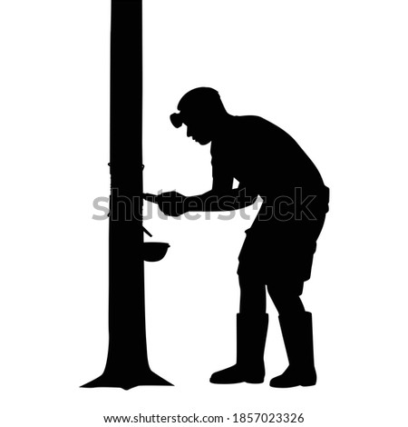 Rubber tapping man silhouette vector on white background