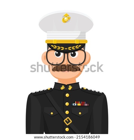 US marine commander in simple flat vector. personal profile icon or symbol. military people concept vector illustration.