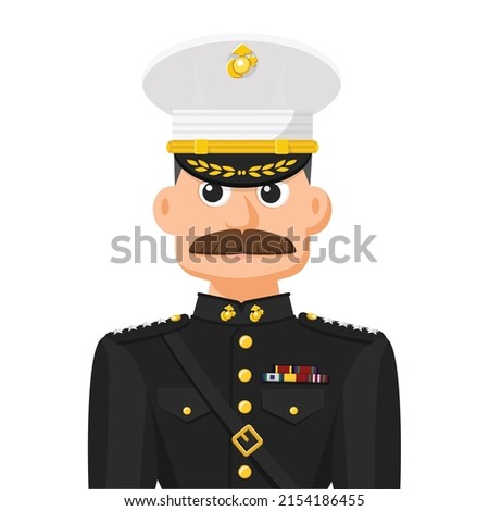 US marine commander in simple flat vector. personal profile icon or symbol. military people concept vector illustration.