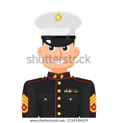 US marine sergeant in simple flat vector. personal profile icon or symbol. military people concept vector illustration.