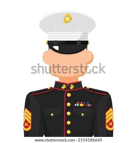 US marine sergeant in simple flat vector. personal profile icon or symbol. military people concept vector illustration.