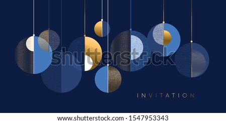 Christmas abstract baubles elegant geometric header. Lux and business vibes laconic xmas design element for card, header, invitation, poster, social media, post publication.
