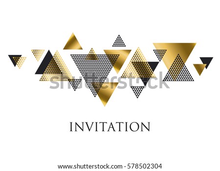 triangle geometry abstract vector illustration for header, invitation, banner, card. concept gold luxury new retro style dynamic pattern composition for poster