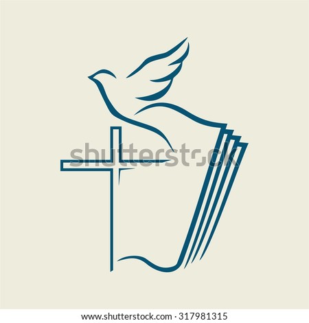 Dove, Cross, Open Bible, Icon Stock Vector Illustration 317981315 ...