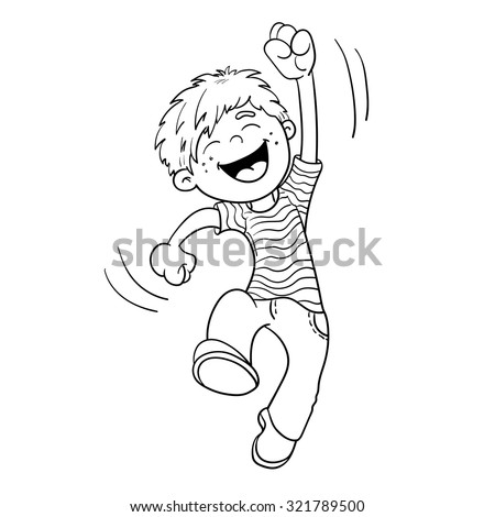 Coloring Page Outline Of A Cartoon Jumping Boy Stock Vector 321789500 ...