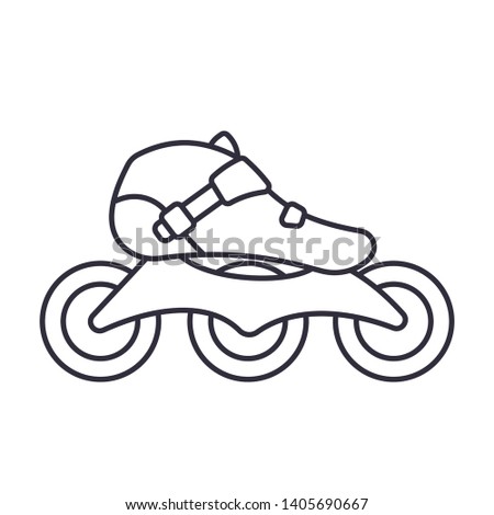 Inline Roller Skates icon isolated on white background. Outline vector illustration.