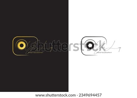 Creative camera photography logo design, signature logo concept  vector template