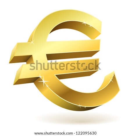 3D golden Euro sign isolated on white vector illustration.