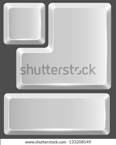 Blank white keyboard button isolated on gray background.