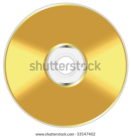 Realistic vector illustration of golden compact disc isolated on white background.