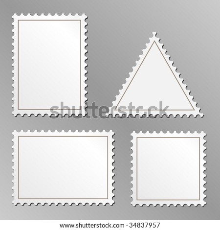 Vector set of blank postage stamps isolated on grey background. Foto d'archivio © 