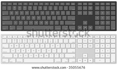 Vector Illustration Of Modern Computer Keyboard In White And Black ...