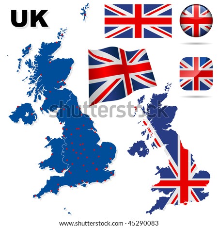 United Kingdom Vector Set. Detailed Country Shape With Region Borders ...