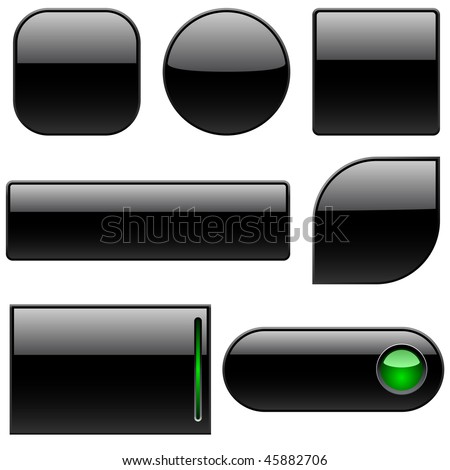 Blank black plastic buttons for web sites isolated on white.