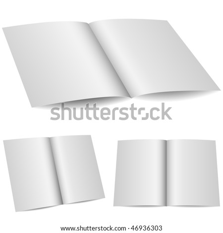 Blank opened folder in 3 variants isolated on white background.