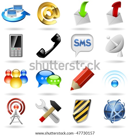 Communication and internet icons set.