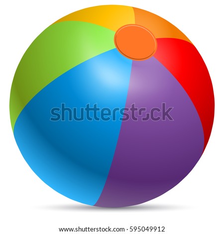 Colorful beach ball vector illustration. Rainbow colored beachball isolated on white background.