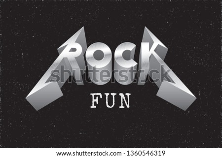 Rock Thrash Metal Style Isometric Hand Crafted Logo and Fun Lettering Comic Creative Concept - Grey on Grunge Background - Vector Contrast Graphic Design
