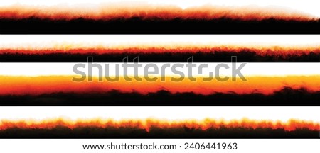 Photo Film Frame Burn Edges High Resolution Colour Collection as Modern Analog Devices Style Template - Fiery Orange Red and Yellow on White Background - Vector Retro Graphic Design