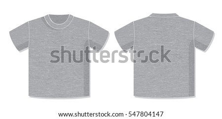 T-Shirt Vector Template with Front and Back View of the Unisex Garment Design - Dark Heather Grey Elements on White Background - Flat Graphic Style