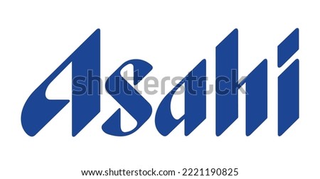 blue Asahi text vector art template font style logo sign symbol isolated white background design icon