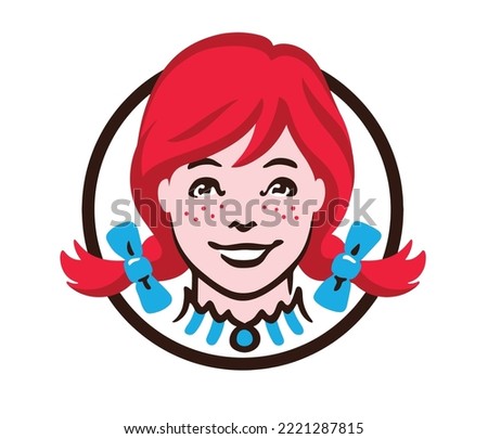 head girl face wendys icon vector art design logo symbol sign modern isolated white background template mascot symbol character