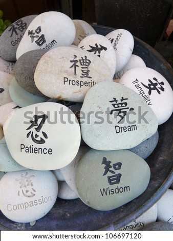 Inspirational words written in English and Chinese