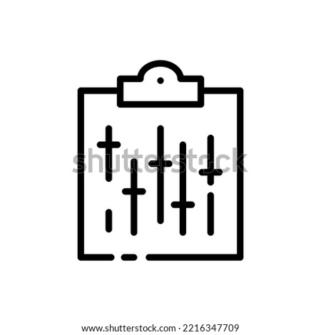 Clipboard with sliders line icon. Check mark, Plus, minus, add, delete, tick, cross, to do list, tablet, confirm, cancel. Vote concept. Vector black line icon on a white background