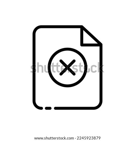 Document line icon. Agreement, cross, unavailable, removed, declaration, shares, signature, protocol, order, form, pencil, pen, statement, guarantee. Business concept. Vector black line icon