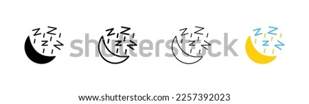 Moonset icon. Satellite, weather, clean sky, star, starry sky, comet, tail, night, time to sleep. Cosmos concept. Vector icon in line, black and colorful style on white background