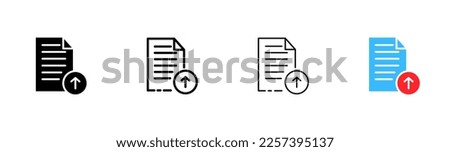 Document with upload button line icon. Arrow up, remote storage, server, cloud, website, online, control, documentation. Vector icon in line, black and colorful style on white background