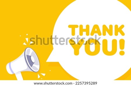 Speech bubble with Thank you text. Speech bubble with loudspeaker. Pop art style. Vector line icon for Business and Advertising