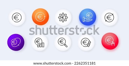 Euro cent set icon. Front and back card, successful and unsuccessful payment, blocked card, wallet card, ATM card, contactless payment and more. Neomorphism style. Vector line icon