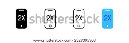2 sim smartphone. Different styles, color, smartphone 2x. Vector icons.