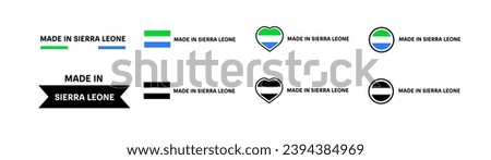 Made in Sierra Leone flag icons. Different styles, Made in Sierra Leone flag in square, heart, circle icons. Vector icons