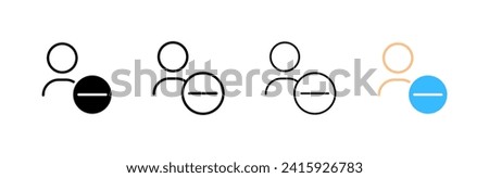 Man and minus icons. Different styles, human silhouette and minus. Vector icons