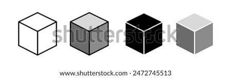 Cube Set Icons. Simple Icon Shape. Linear, silhouette and flat style. Vector icons.