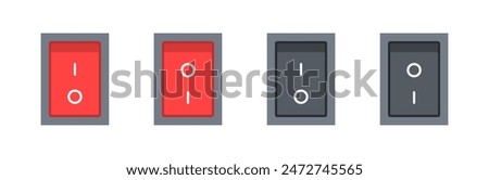 Button Set Icon. Button On Off icons. Flat style. Vector icons.