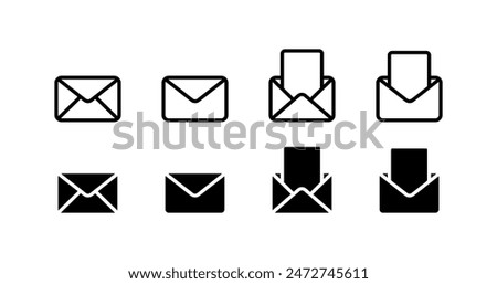 Writing Set Icons. Post Icons. Linear and Silhouette Styles. Vector icons.